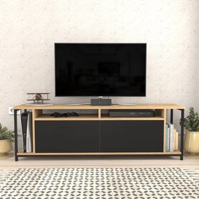 Móvel TV Omar – Carvalho/Preto – 160 cm x 35 cm x 50,8 cm