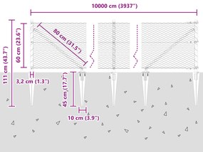 Cerca Hexagonal vidaXL 0,6x100 m Aço Galvanizado