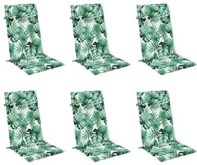 Almofadões p/ cadeira encosto alto 6 pcs tecido oxford folhas