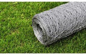 Cerca de arame hexagonal 1x25 m aço galvanizado prateado