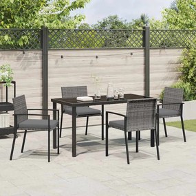 Conjunto de Jantar de Jardim 5 Peças Cinza Rattan PE
