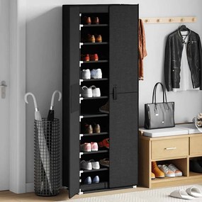 vidaXL Sapateira 60x30x166 cm tecido preto