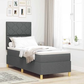 vidaXL Cama Box Spring com Colchão Cinza Escuro 80x200 cm Tecido