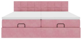 Estrutura de cama otomana com colchões 180x200 cm veludo rosa