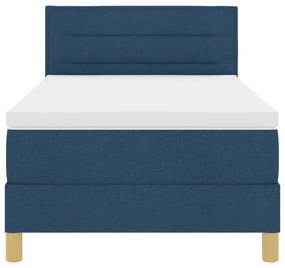Cama com box spring com colchão azul 90x200 cm tecido