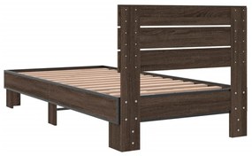 Estrutura de cama derivados de madeira/metal carvalho castanho