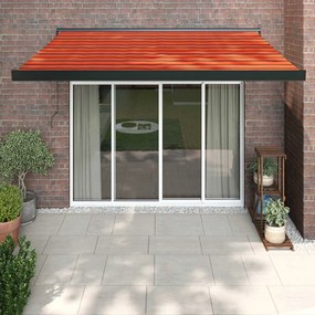 vidaXL Toldo retrátil 3x2,5 m tecido e alumínio laranja e castanho