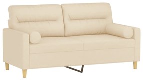 Sofá 2 lugares + almofadas decorativas 140 cm tecido cor creme