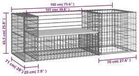 Banco de jardim com cesto gabião madeira de pinho impregnada