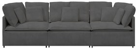 Sofá modular com almofadas tecido corduroy cinzento-escuro