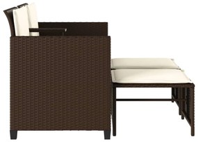 Sofá de jardim de 2 lugares com mesa e bancos vime PE castanho