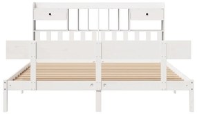 Cama com estante sem colchão 200x200 cm pinho maciço branco