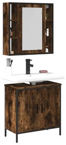 vidaXL 2 pcs conj. móveis casa de banho derivados madeira cor fumado