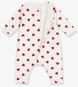 Macacão acolchoado em algodão estampado corações PETIT BATEAU, para bebé branco
