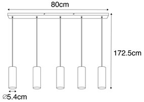 Candeeiro suspenso moderno preto 5-luzes - JEANA Moderno