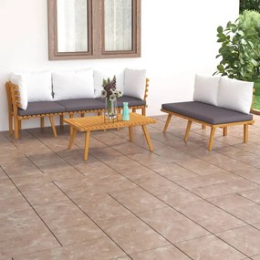 vidaXL 5 pcs conjunto lounge de jardim com almofadões acácia maciça
