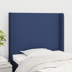 Cabeceira de cama c/ abas tecido 83x16x118/128 cm azul