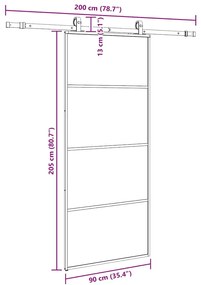 Porta deslizante c/ conj. ferragens 90x205cm vidro ESG preto