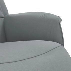 Cadeira reclinável com apoio de pés tecido cinzento-claro