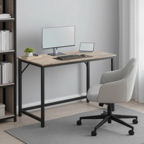 Secretária para escritório em casa 100 x 50 x 75,5 cm, mesa de computador estável, fácil de montar Greige + Preto