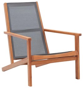 vidaXL Cadeira lounge de jardim eucalipto maciço e textilene cinzento