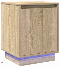 Cômodas de cabeceira com luzes LED 2 pcs Carvalho Sonoma 39x34,5x50 cm