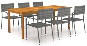 vidaXL 7 pcs conjunto de jantar para jardim cinzento