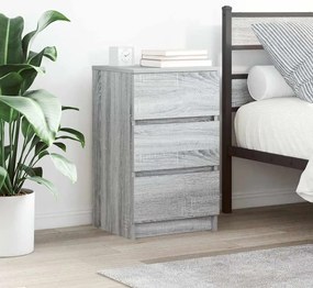 Mesa de cabeceira com 3 gavetas 39x35x65 cm sonoma cinzento