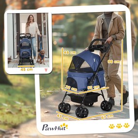 PawHut Carrinho para Cães Dobrável Carrinho para Cães Pequenos com Rod