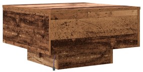 Mesa de centro vidaXL com luzes LED em madeira velha 55x55x31 cm