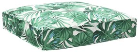 vidaXL Cushion de Palete para Assento Estampa de Folhas 80x80x12 cm em Tecido Oxford