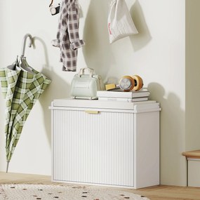 Banco spateira 62 x 26 x 47,5 cm com almofada de assento estofada e gaveta rebatível para o corredor ou quarto, branco