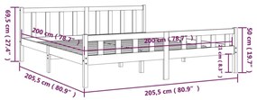 Estrutura de cama 200x200 cm madeira maciça castanho mel