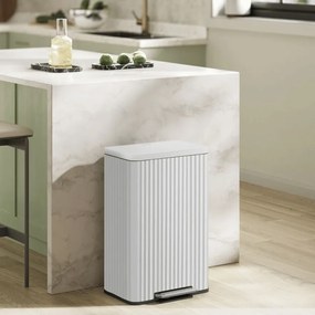 Caixote do lixo 50 L com pedal e fecho suave 40,3 x 33,6 x 62,5 cm Branco