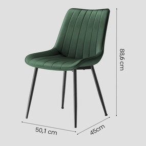 Conjunto 2 cadeiras de sala de jantar, cadeira de cozinha, pernas de aço verde-preto