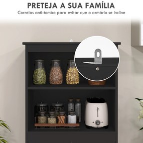 HOMCOM Armário de Cozinha com 2 Portas de Vidro Temperado 2 Prateleira