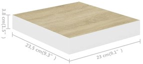 Prateleiras de parede 4 pcs 23x23,5x3,8cm MDF carvalho e branco