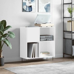 vidaXL Armário p/ discos 84,5x38x89 cm deriv. madeira branco brilhante