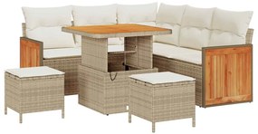 Conjunto de Sofás para Jardim vidaXL 8 Peças com Almofadas Bege Rattan