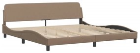 Estrutura cama c/ luzes LED 200x200 cm couro artif. cappuccino