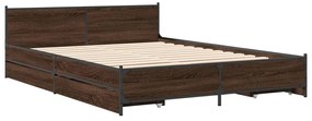 Estrutura cama c/ gavetas derivados madeira carvalho castanho