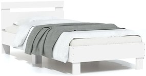 Estrutura de cama com cabeceira e luzes LED 75x190 cm branco
