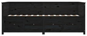 Sofá-cama 75x190 cm madeira de pinho maciça preto
