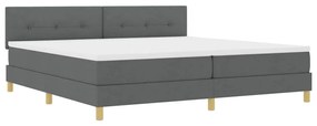 Cama Box Spring com Colchão &amp; Luz LED Cinza Escuro 200x200 cm Tecido