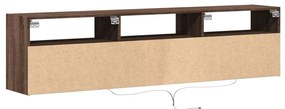 Móvel parede p/ TV c/ luzes LED 180x31x45 cm carvalho castanho