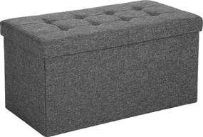Banco arrumação com tampa articulada 76 x 38 x 38 cm cinzento escuro