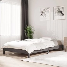 vidaXL Cama empilhável 100x200 cm madeira de pinho maciça cinzento