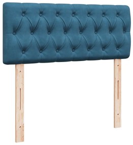 Cama boxspring com colchão 120x190 cm veludo azul-escuro