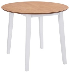 Mesa de jantar com abas rebatíveis redonda MDF branco