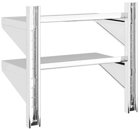 Estante parede 2 prateleiras 50x30x48 cm aço inoxidável prata